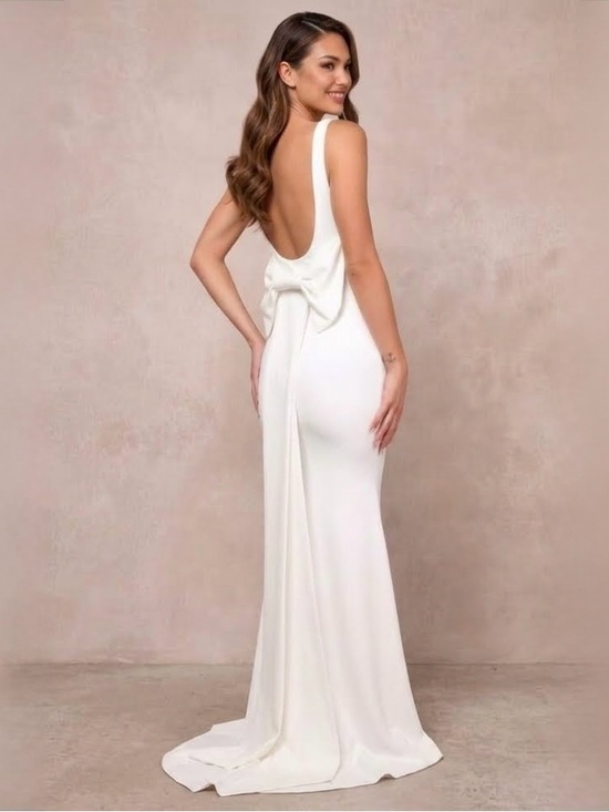 Lulus Dresses & Skirts - Lulus Loving Fate White Bow Square Neck Backless Maxi Long Dress, Size S, NWOT